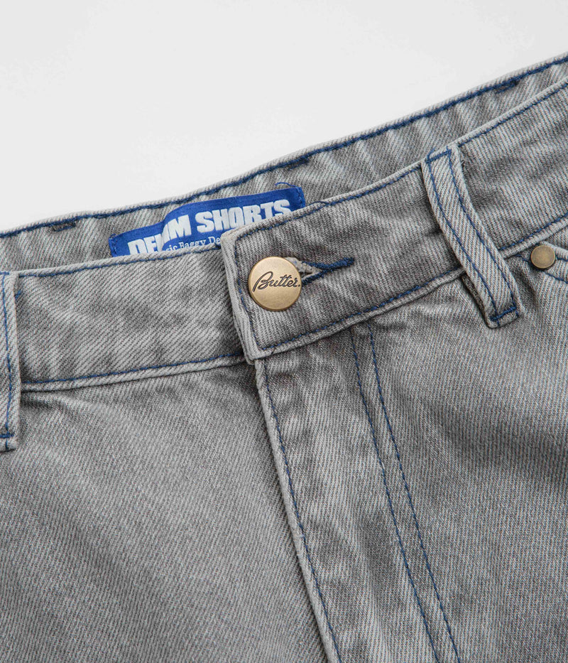 Butter Goods Encounter Denim Shorts in Washed Soft Grey