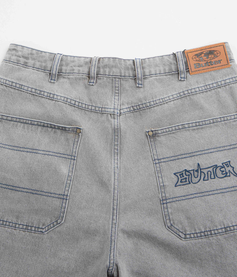 Butter Goods Encounter Denim Shorts in Washed Soft Grey
