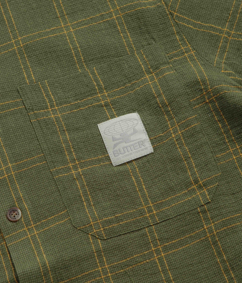 Butter Goods Equipment Short Sleeve Shirt in Green and Yellow