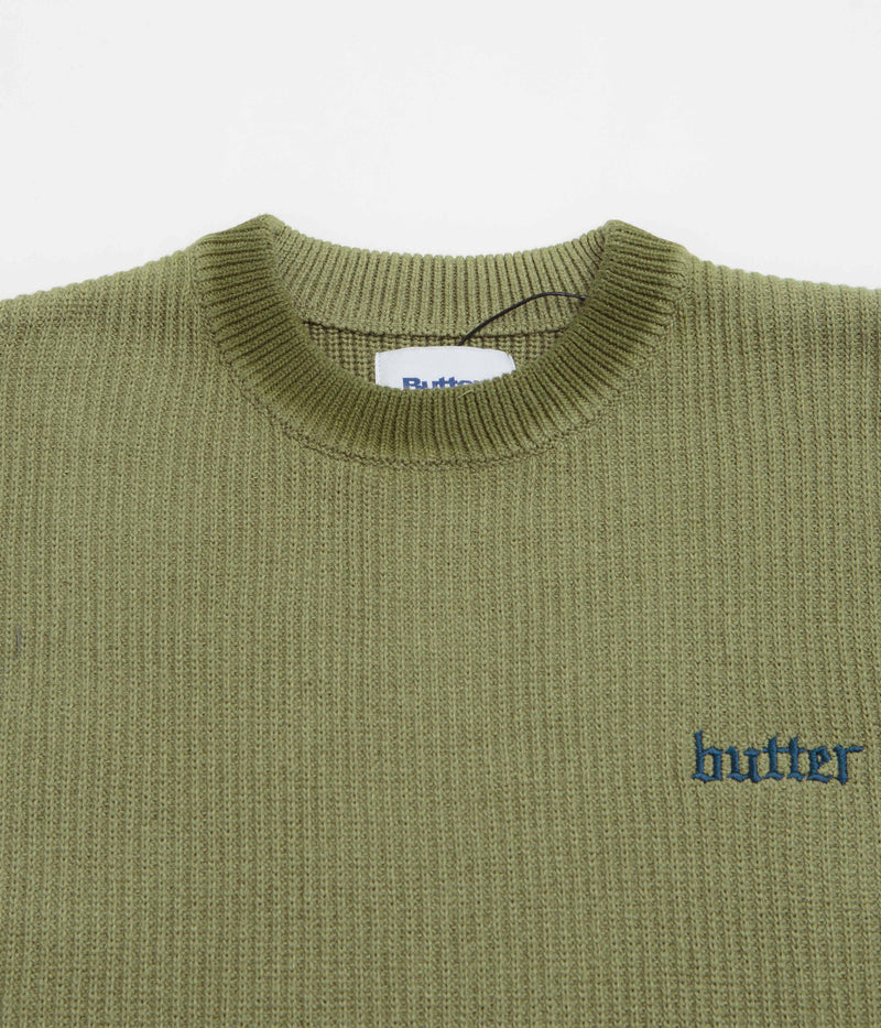 Butter Goods Fade Knit Crewneck Sweatshirt in Algae