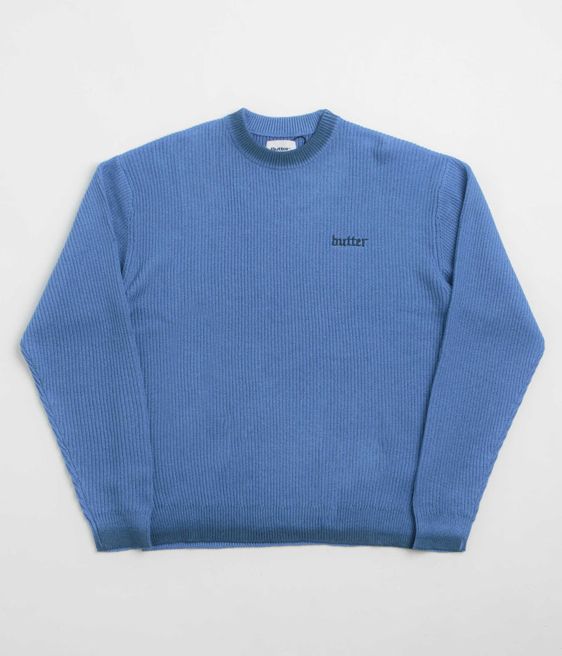 Butter Goods Fade Knit Crewneck Sweatshirt in Ocean