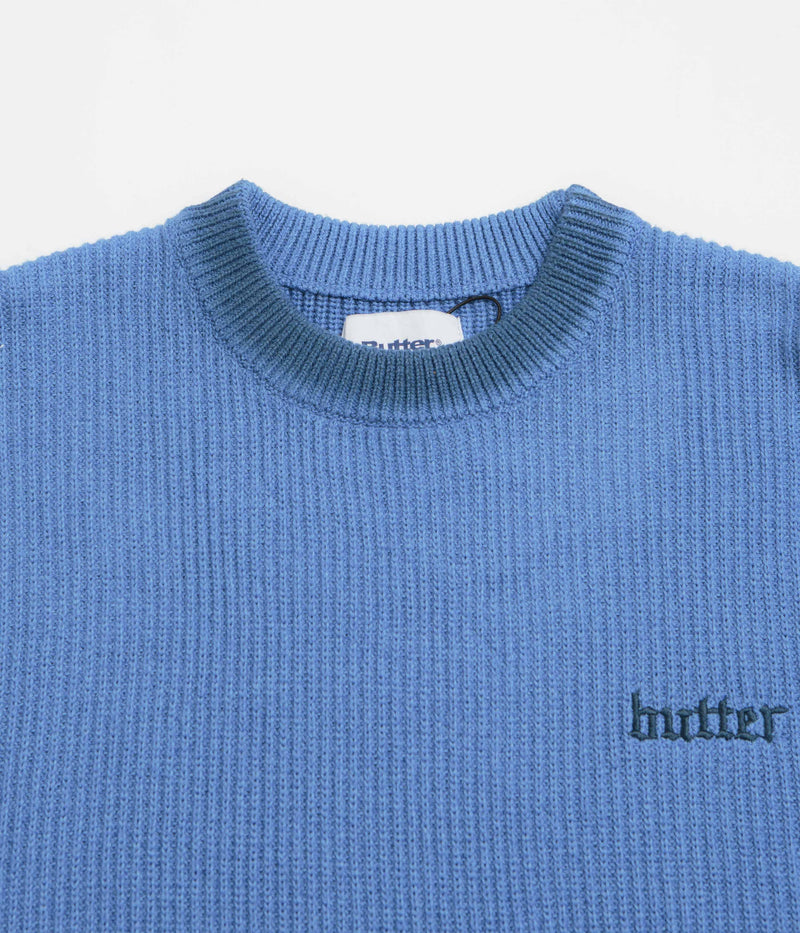 Butter Goods Fade Knit Crewneck Sweatshirt in Ocean