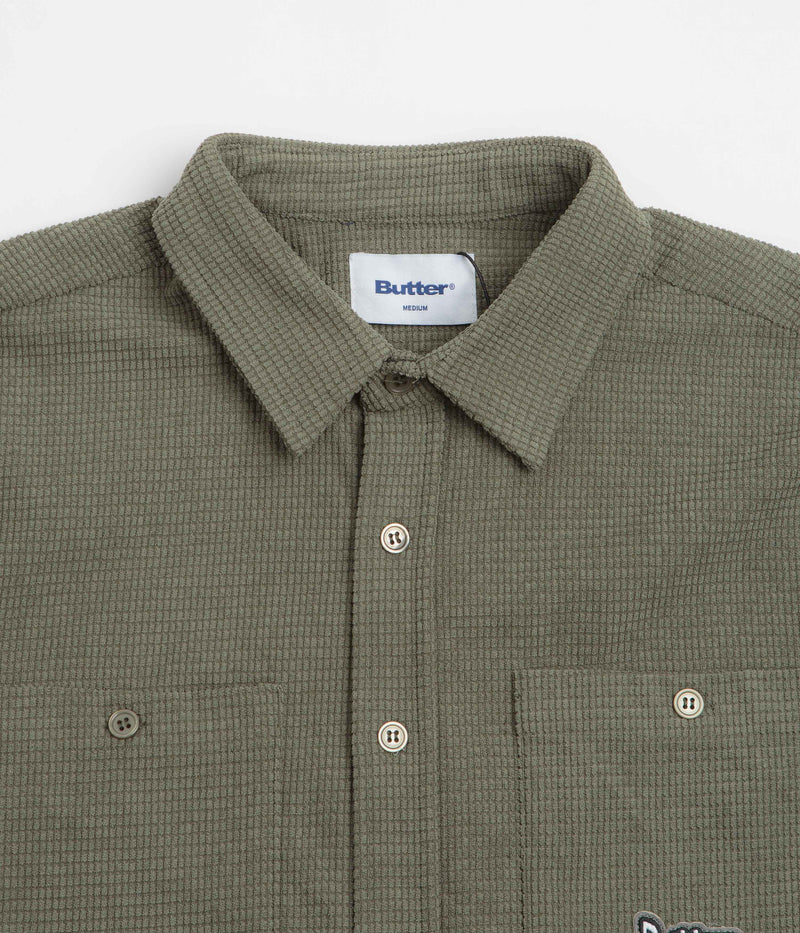 Butter Goods Grid Corduroy Overshirt in Olive