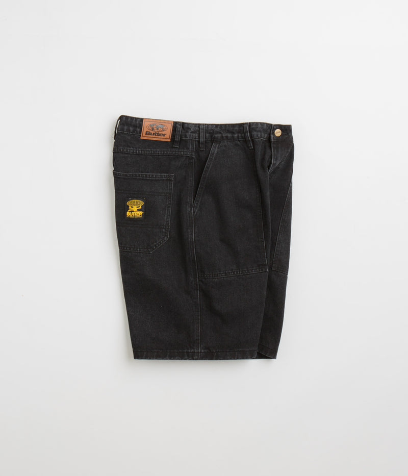 Butter Goods Patch Pocket Denim Shorts in Washed Black