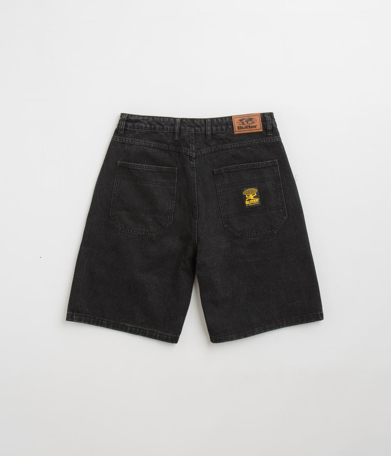 Butter Goods Patch Pocket Denim Shorts in Washed Black