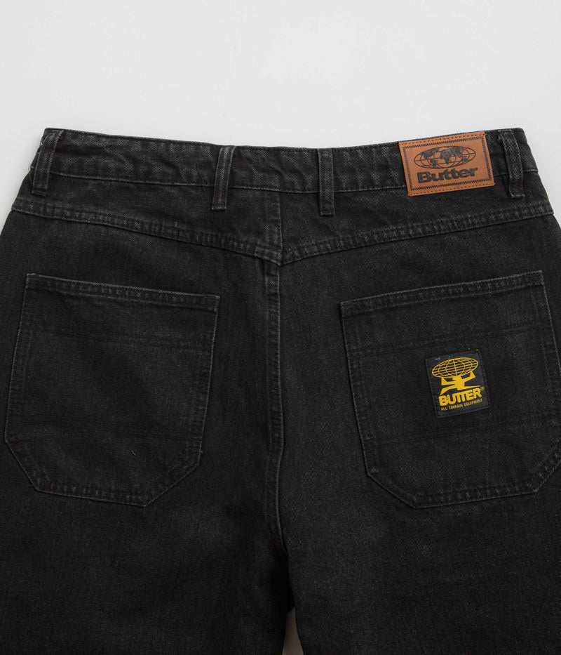 Butter Goods Patch Pocket Denim Shorts in Washed Black