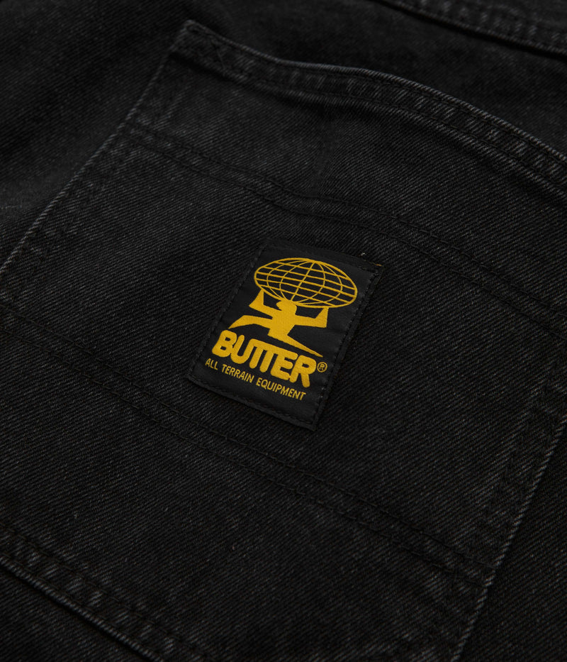 Butter Goods Patch Pocket Denim Shorts in Washed Black