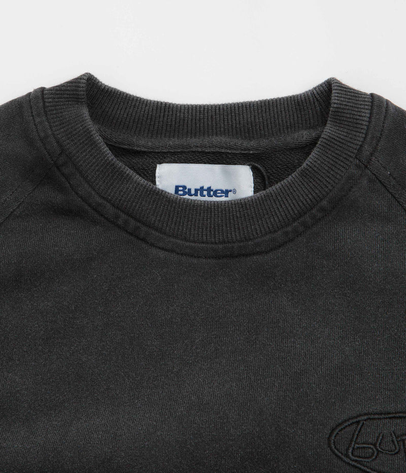 Butter Goods Scrubbed Crewneck Sweatshirt in Black