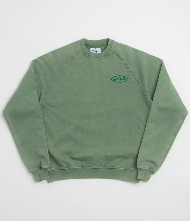 Butter Goods Scrubbed Crewneck Sweatshirt in Fern