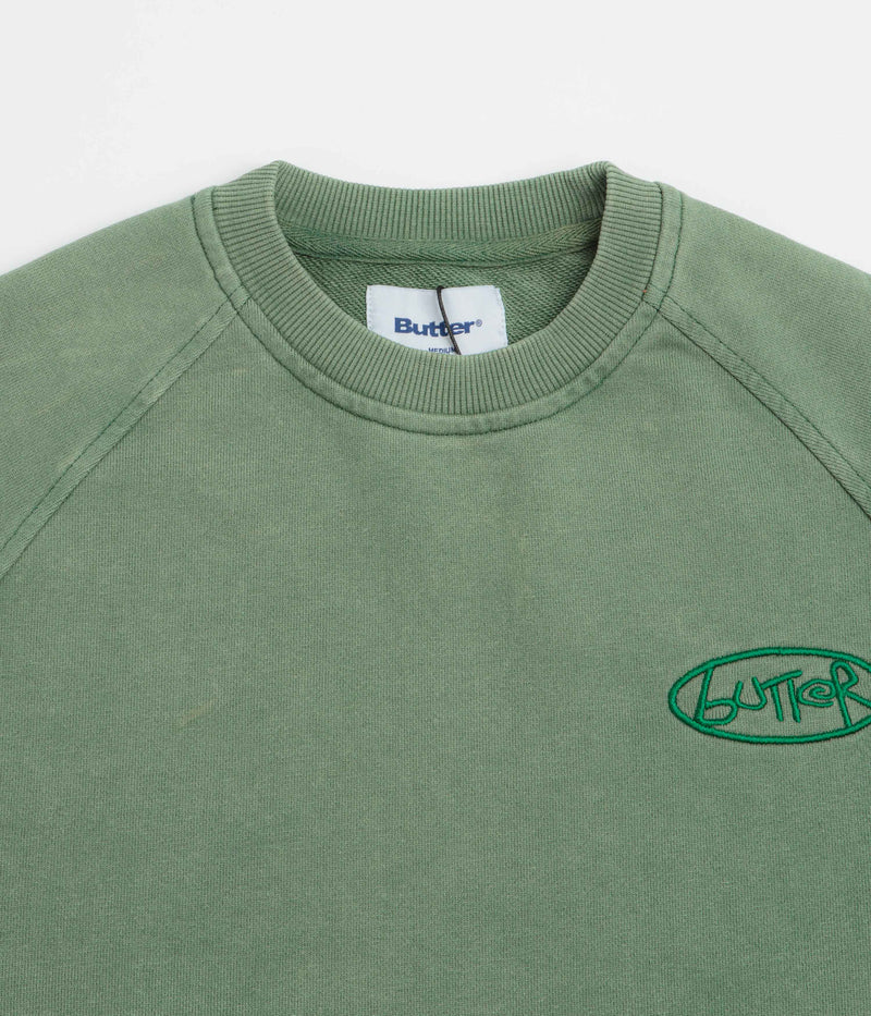 Butter Goods Scrubbed Crewneck Sweatshirt in Fern