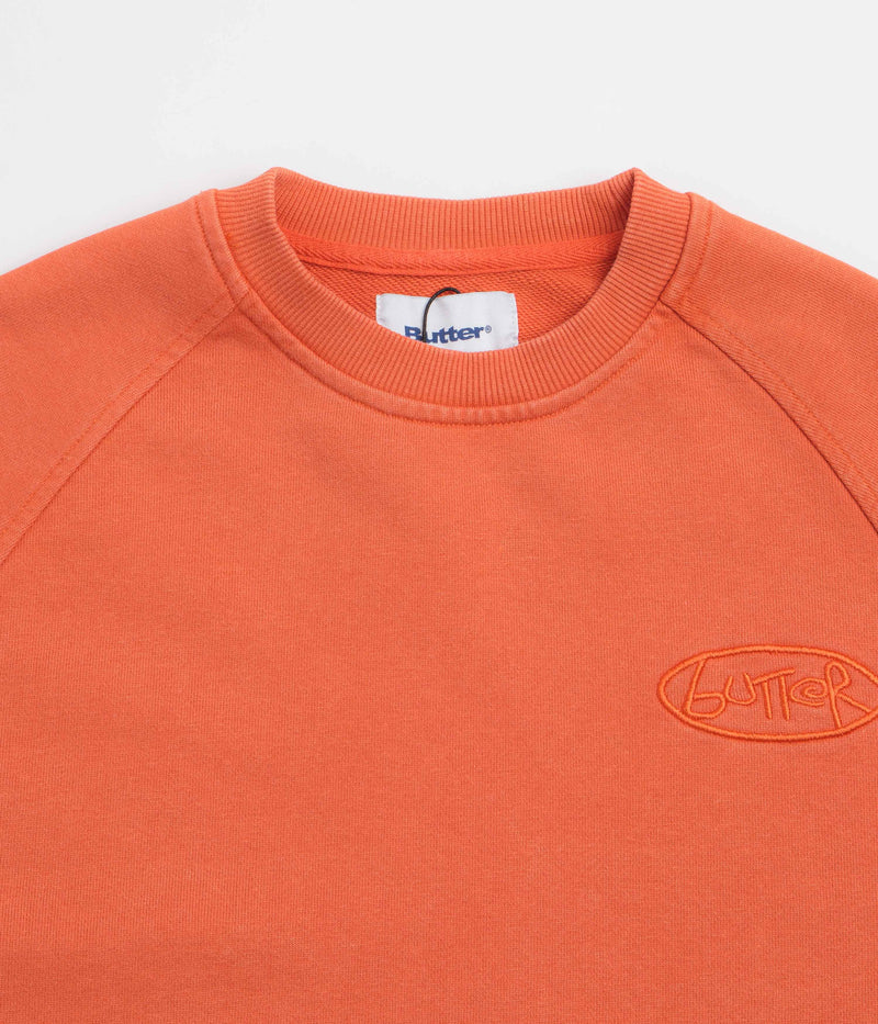 Butter Goods Scrubbed Crewneck Sweatshirt in Tangerine