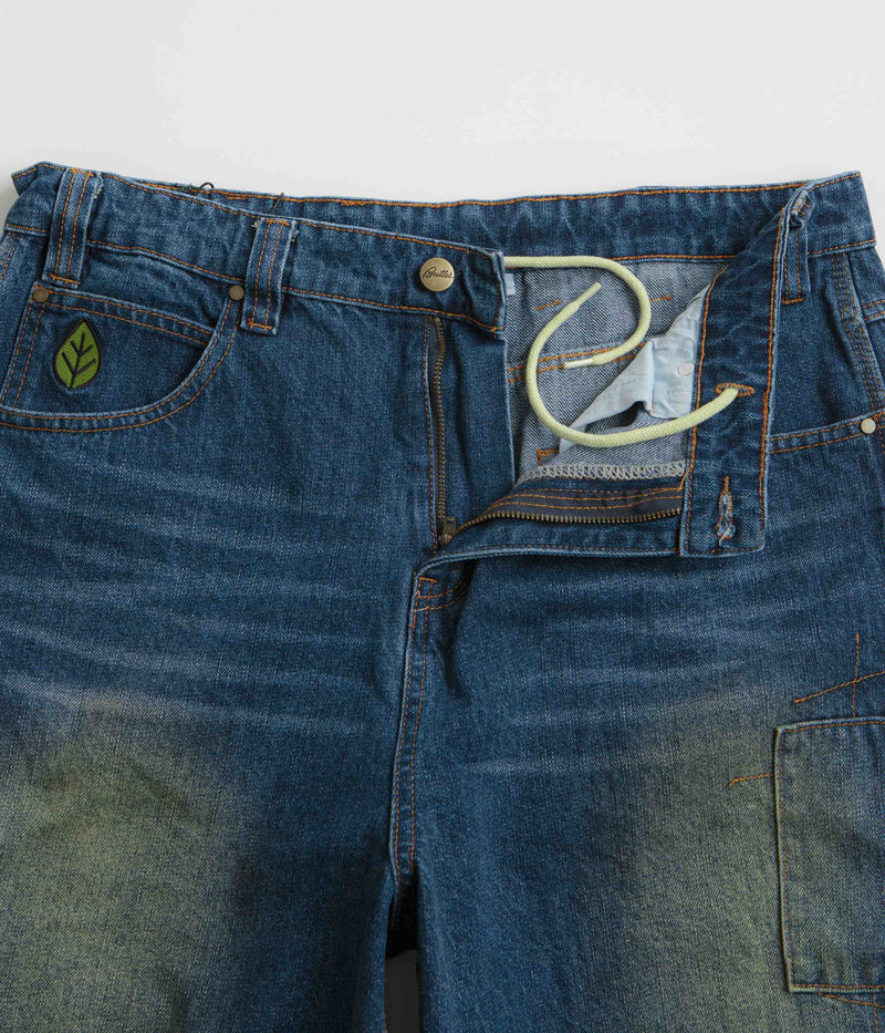 Butter Goods Weathergear Denim Shorts in Repaired Indigo