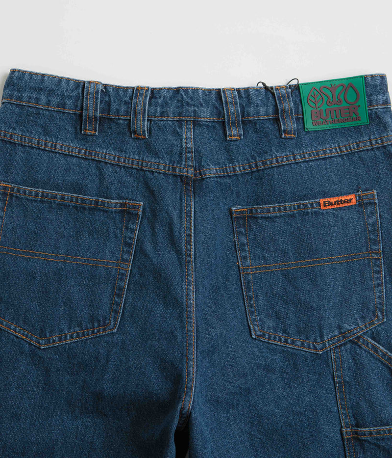 Butter Goods Weathergear Denim Shorts in Repaired Indigo