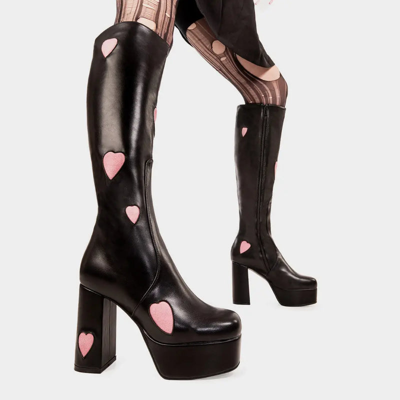Candyfloss Love Platform Knee High Boots lamodawebsite