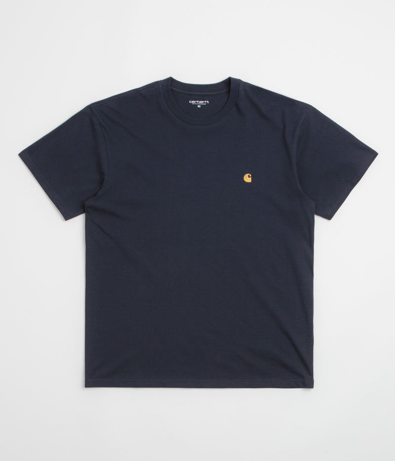 Carhartt Chase T-Shirt in Dark Navy and Gold