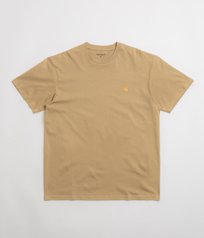 Carhartt Chase T-Shirt in Dusty Hamilton Brown and Gold
