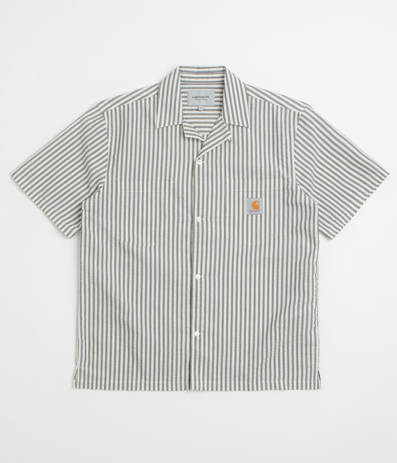Carhartt Leavel Short Sleeve Shirt in Leavel Stripe and Black / Wax