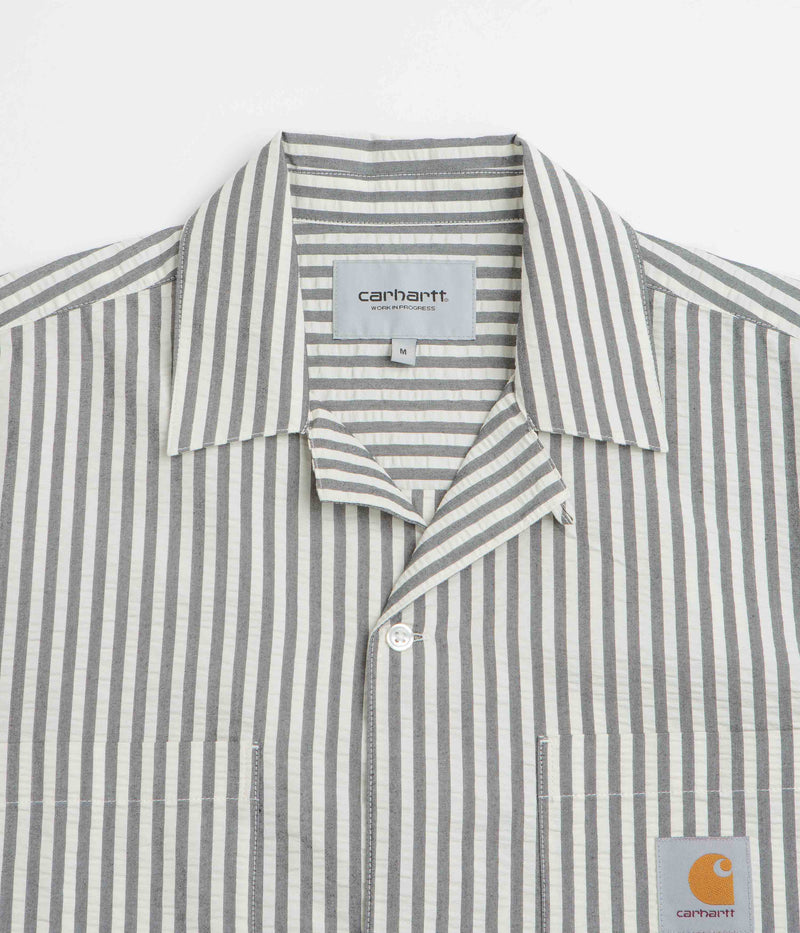 Carhartt Leavel Short Sleeve Shirt in Leavel Stripe and Black / Wax