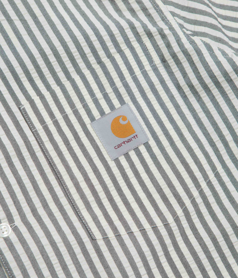 Carhartt Leavel Short Sleeve Shirt in Leavel Stripe and Black / Wax