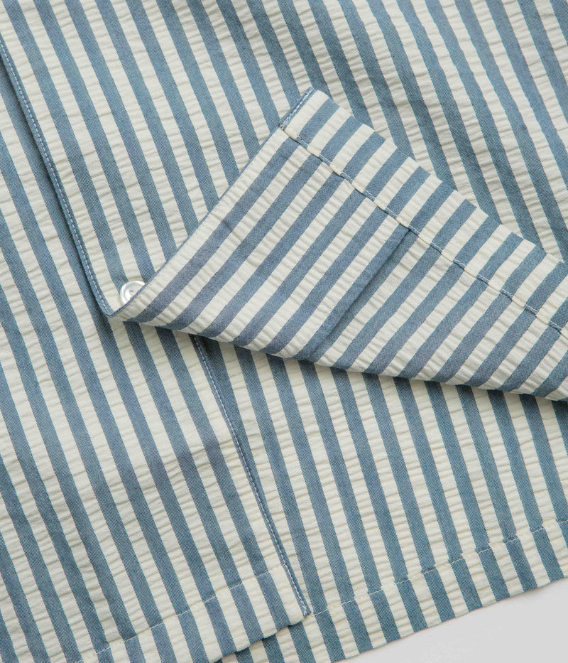 Carhartt Leavel Short Sleeve Shirt in Leavel Stripe and Blue River / Wax