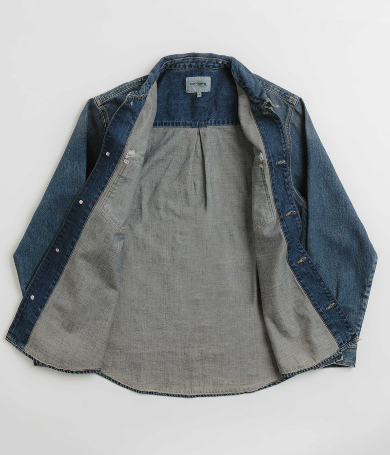Carhartt Lincoln Shirt Jacket in Blue Worn Used Wash