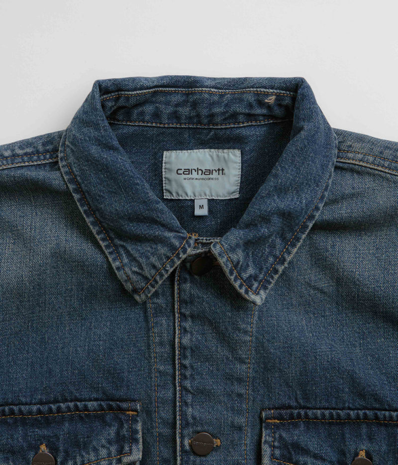 Carhartt Lincoln Shirt Jacket in Blue Worn Used Wash