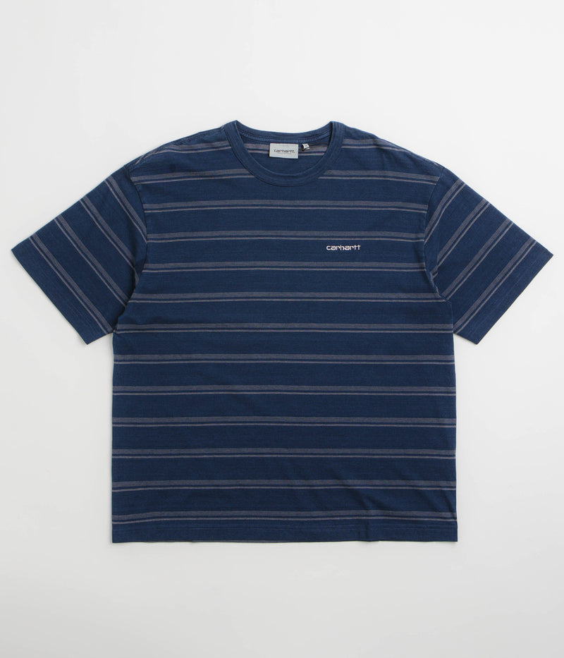 Carhartt Matti T-Shirt in Matti Stripe and Blue / Phlox