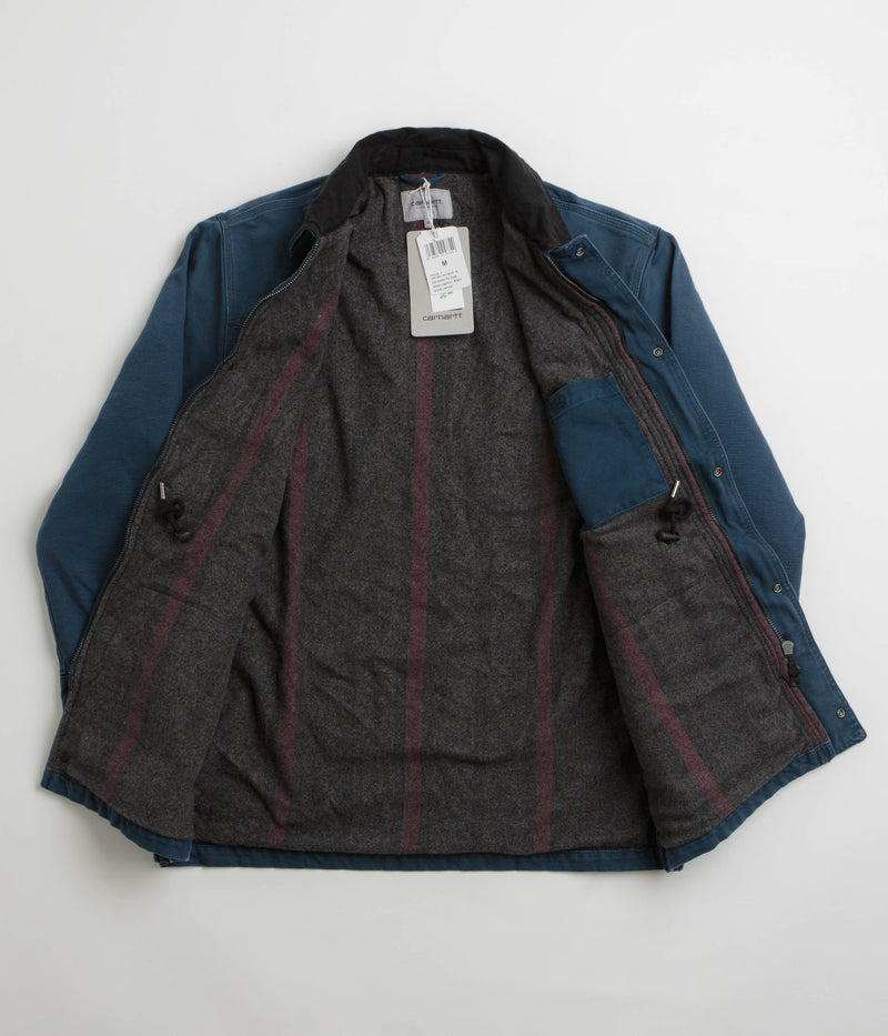 Carhartt OG Santa Fe Coat in Deep Lagoon and Black Stone