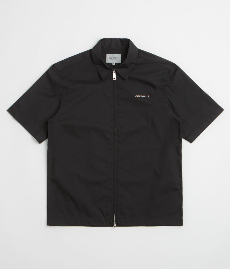 Carhartt Postal Full Zip Short Sleeve Shirt in Black and Wax