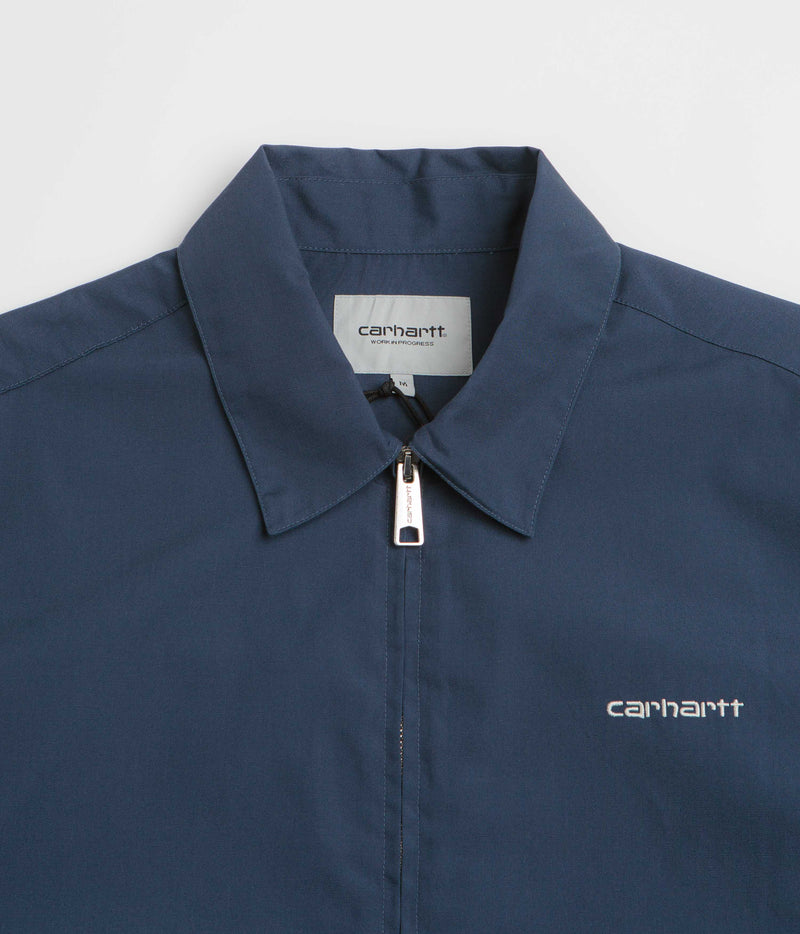 Carhartt Postal Full Zip Short Sleeve Shirt in Blue and Wax
