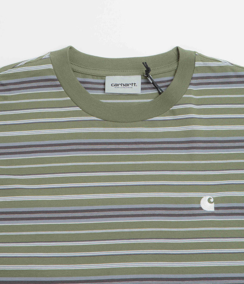 Carhartt Zane T-Shirt in Zane Stripe and Dollar Green