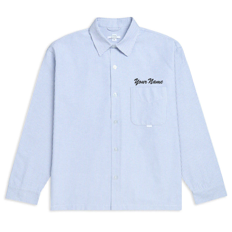 CCS Custom Embroidered Box Oxford Shirt - Blue Stripe
