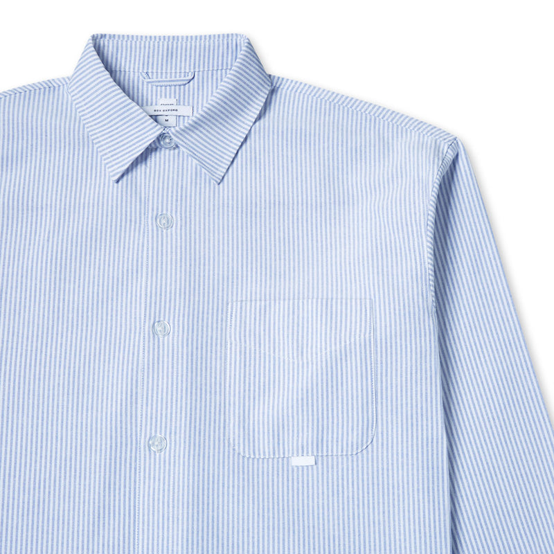 CCS Custom Embroidered Box Oxford Shirt - Blue Stripe