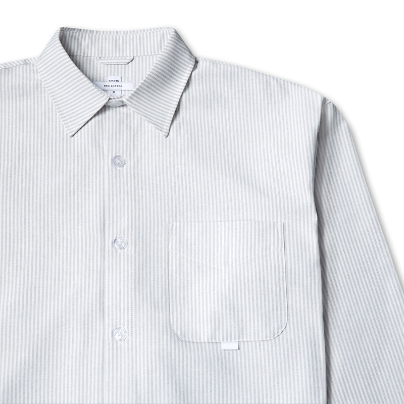 CCS Custom Embroidered Box Oxford Shirt - Grey Stripe