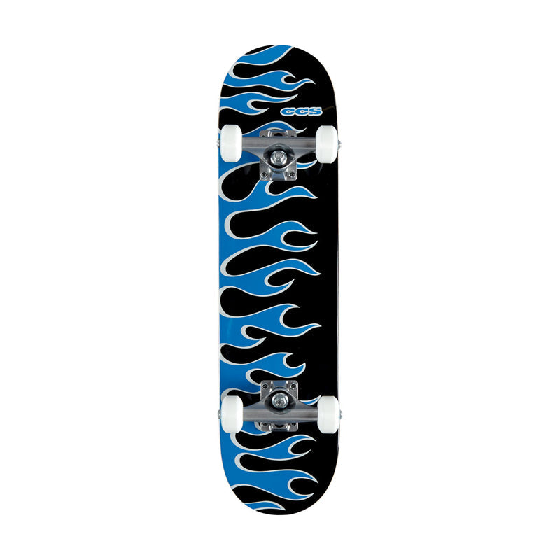CCS Flames Mini Skateboard Complete - Black/Blue