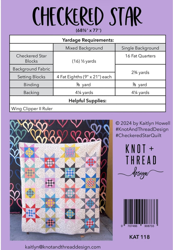 Checkered Star Quilt Paper Pattern|| Knot + Thread