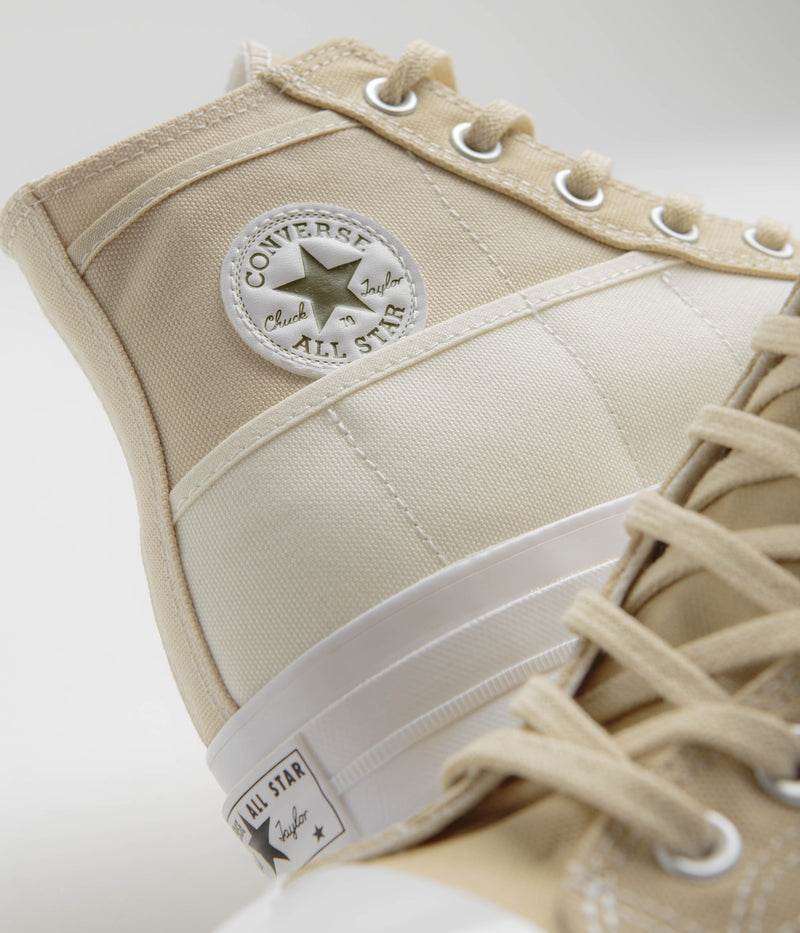 Converse Chuck 70 Hi Durable Neutrals Shoes in Egret and Miso Glaze / Forest Brew