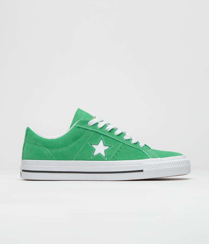 Converse Cons One Star Pro Ox Shoes in Apex Green and White / Black