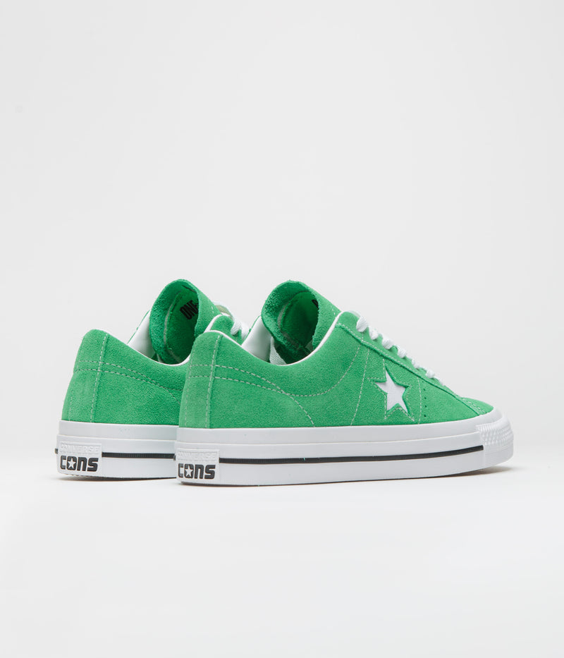 Converse Cons One Star Pro Ox Shoes in Apex Green and White / Black