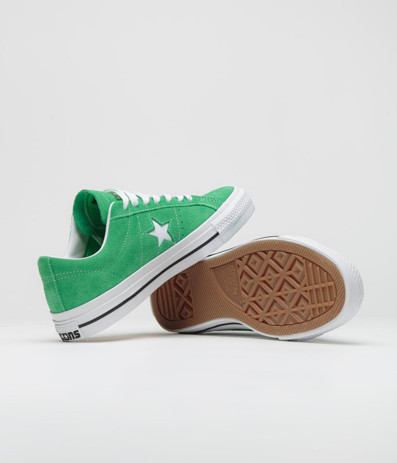 Converse Cons One Star Pro Ox Shoes in Apex Green and White / Black