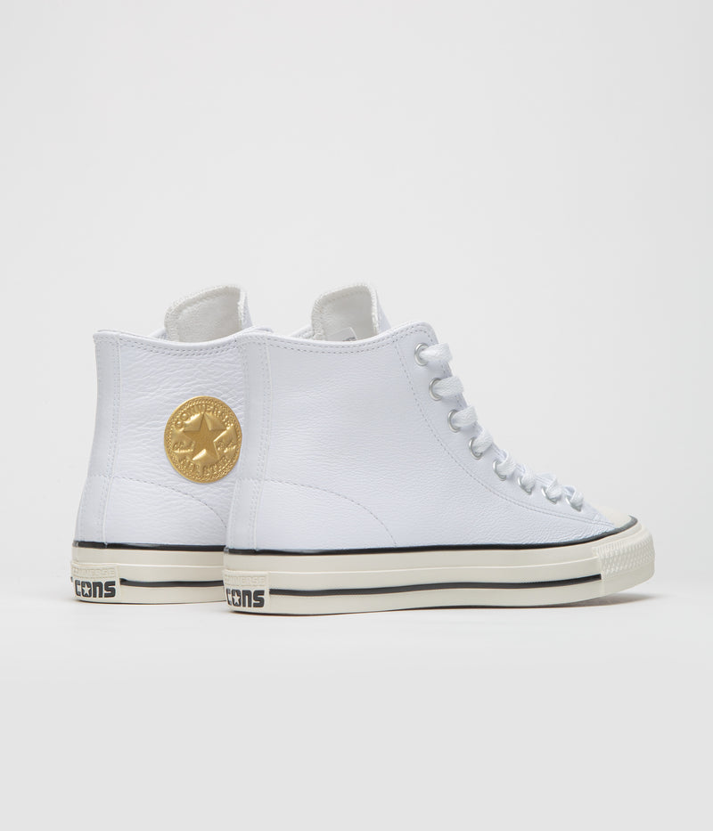 Converse CTAS Pro Hi Shoes in White and Gold / Egret