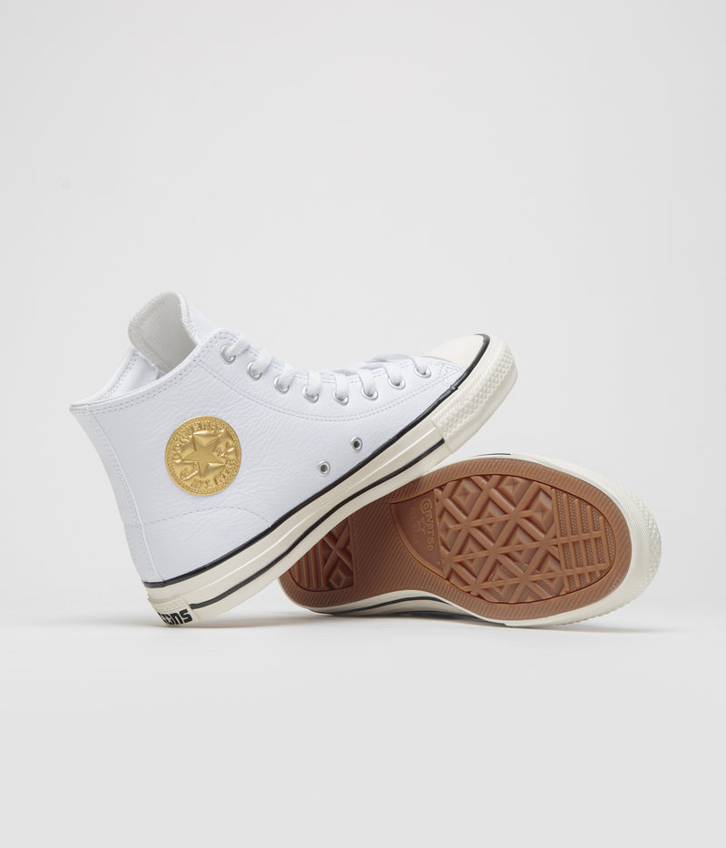 Converse CTAS Pro Hi Shoes in White and Gold / Egret