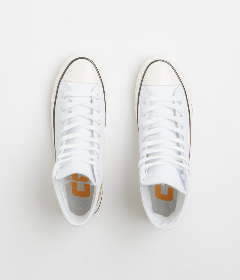 Converse CTAS Pro Hi Shoes in White and Gold / Egret