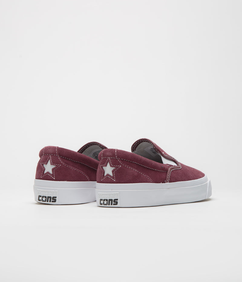 Converse One Star CC Slip Pro Shoes in Deep Bordeaux and White / White