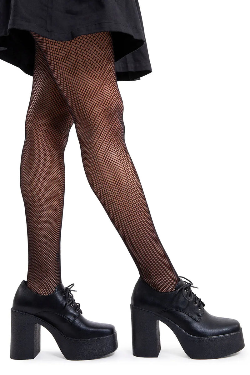 OWN WORLD
  
  Day Alone Chunky Platform Shoes in Black faux leather. These vegan shoes feature a lace up minimalist design, very cute. Made with eco-friendly materials and 100% cruelty-free, these shoes are as ethical as they are chic!
  
  - Platform Height
  - Heel Height
  - Lace Up Feature
  - Chunky Platform Sole
  - High Heel
  - Square Toe
  - 100% vegan
  
  SKU: LMF 2315 - BlackPU
