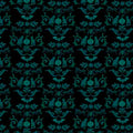 Digital Damask - Black | Emerald Hollow | Quilting Cotton