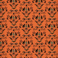 Digital Damask - Orange | Emerald Hollow | Quilting Cotton