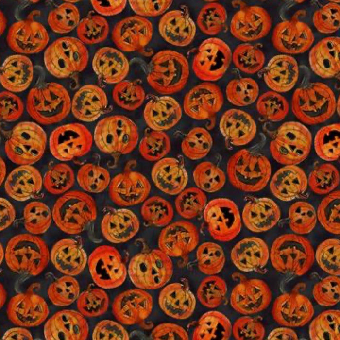 Digital Halloween Toss - Black | Emerald Hollow | Quilting Cotton