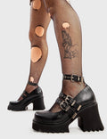THE SHOEDROBE STAPLE
  
  Displaced Chunky Mary Jane Shoes in Black faux leather. These Mary Janes feature three adjustable straps with silvery eyelets and silver buckles, along with a Chunky and comfortable Platform sole. Everyone needs a pairs of Mary Janes! Made with eco-friendly materials and 100% cruelty-free
  
  - Platform Height:
  - three adjustable straps
  - Square buckles and silver eyelets
  - Chunky Platform sole
  - Round toe 
  - 100% vegan 
  
  SKU: LMF 2908 - BlackPU