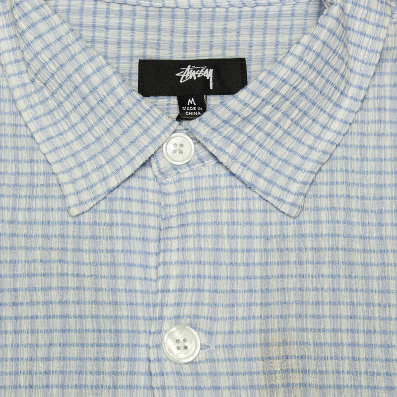 Stussy | Flat Bottom Crinkled Shirt Style # 1110324 Color : Blue Check